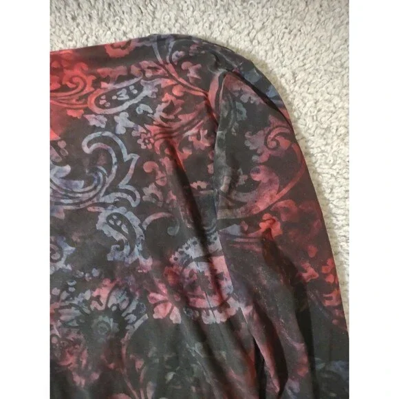 Vintage Y2K XL Red Black Whimsygoth Goth Tunic Front Tie Stretchy Long - Picture 12 of 16